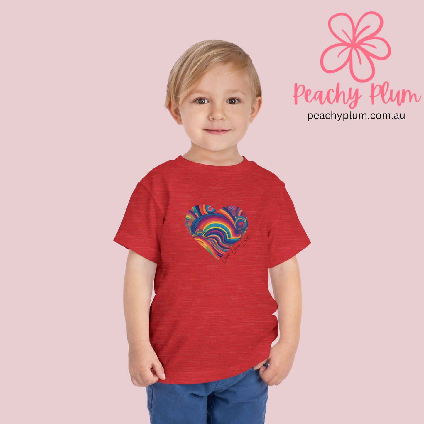 Toddler Love Love Love Heart Short Sleeve Tee