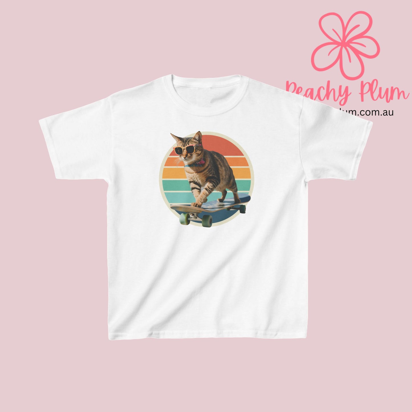 Kids Cat on a skateboard Heavy Cotton™ Tee