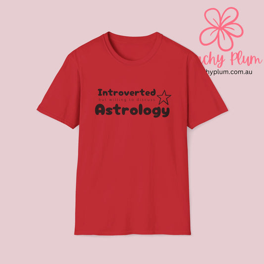 Introverted but willing to discuss astrology, Unisex Softstyle T-Shirt,