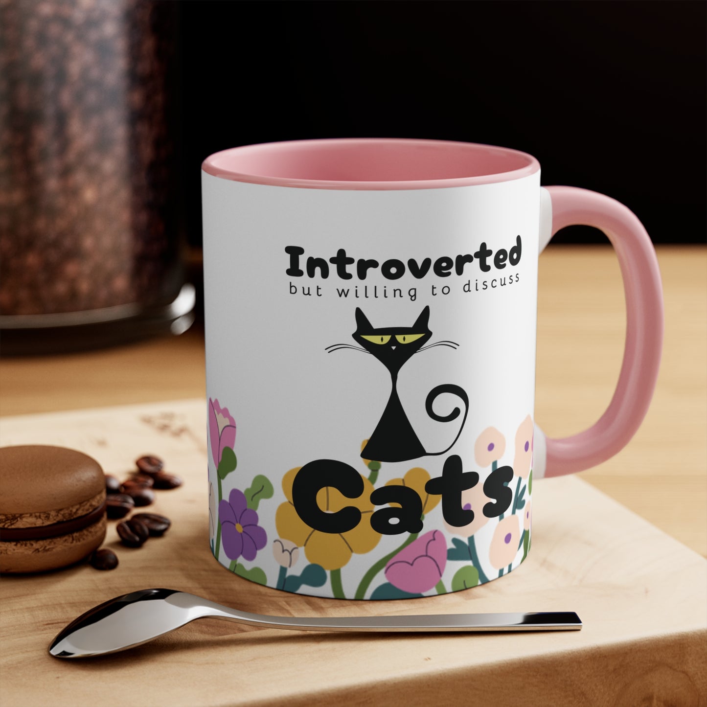 Introverted but willing to discuss cats Colorful Mugs, 11oz