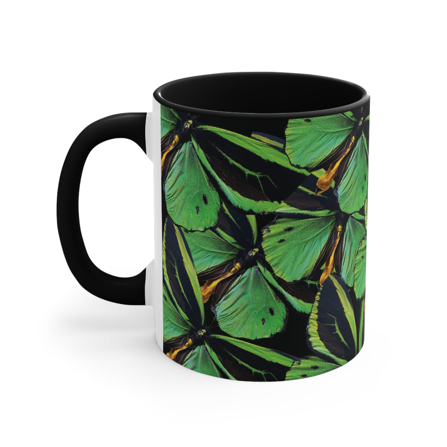 Green Butterfly Colorful Accent Mugs, 11oz