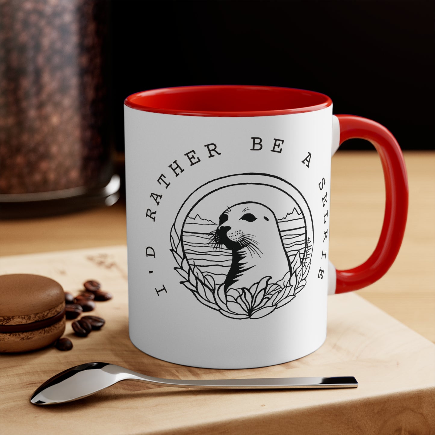 I'd rather be a Selkie Colorful Accent Mugs, 11oz. Gift for Selkie lovers. Gift for Seal lovers.