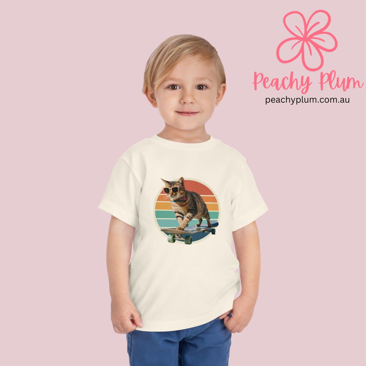 Toddler cat on a skateboard Short Sleeve Tee