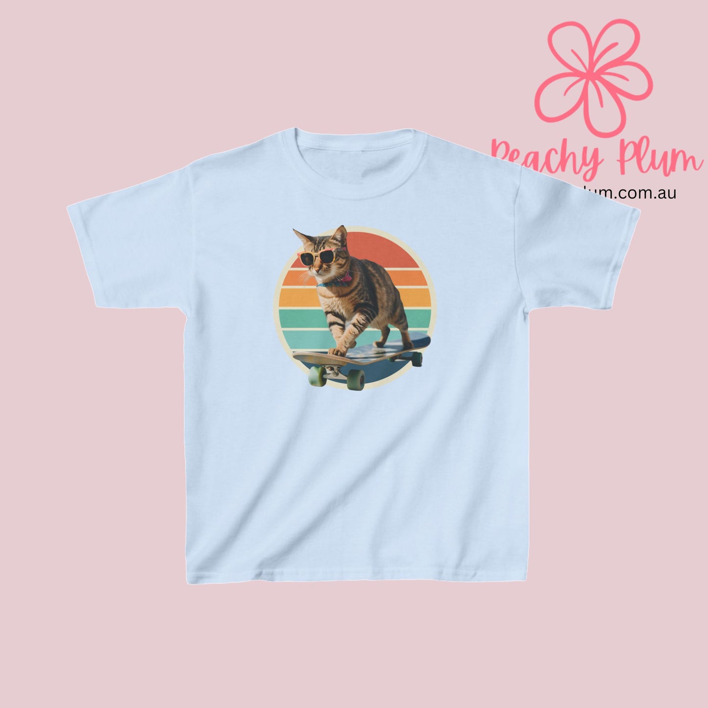 Kids Cat on a skateboard Heavy Cotton™ Tee