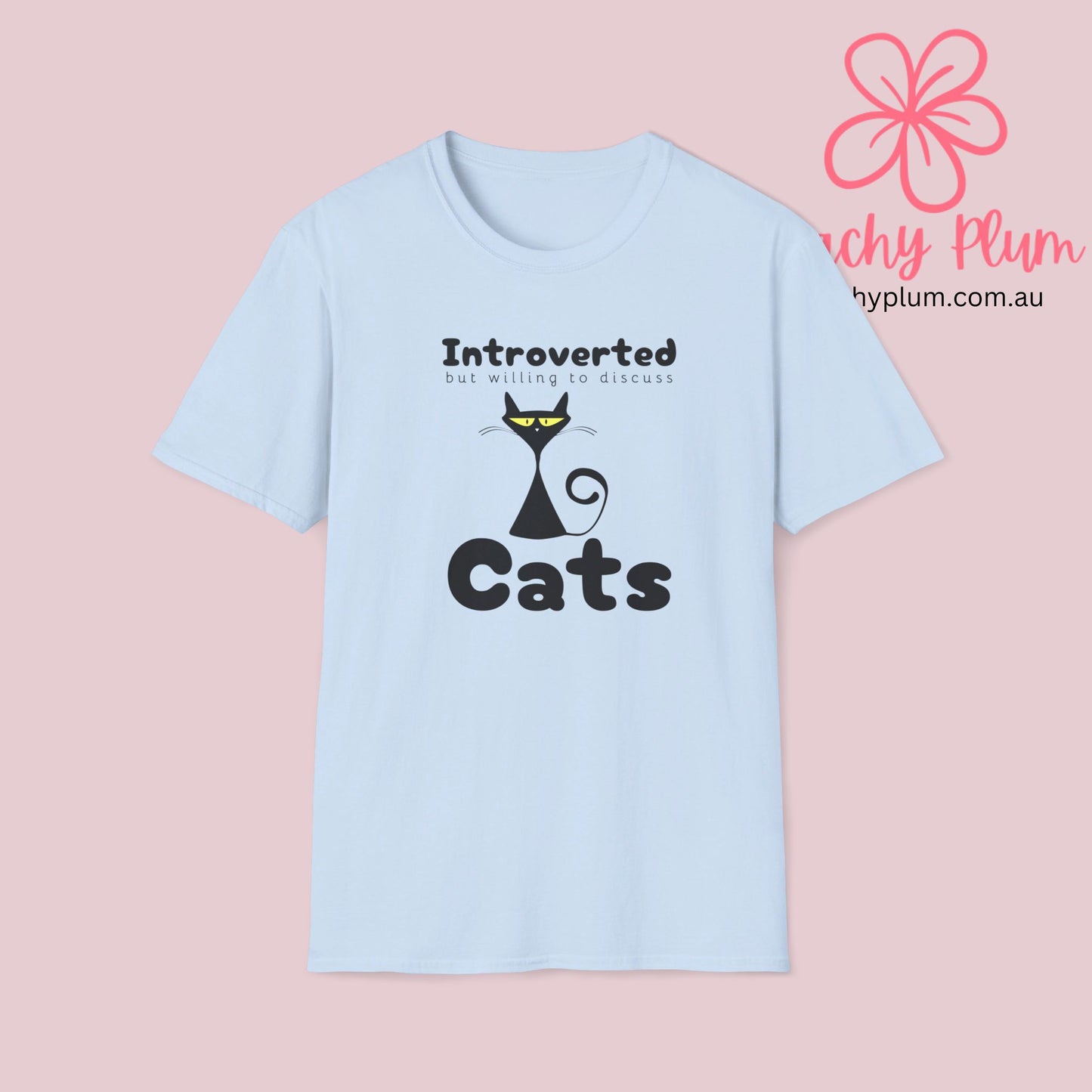 Introverted but willing to discuss cats, Unisex Softstyle T-Shirt