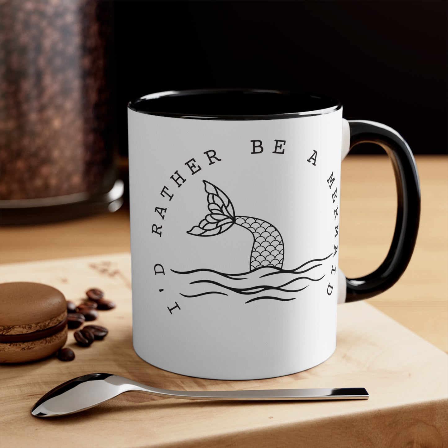 I'd rather be a mermaid Colorful Accent Mugs, 11oz. Gift for mermaid lovers