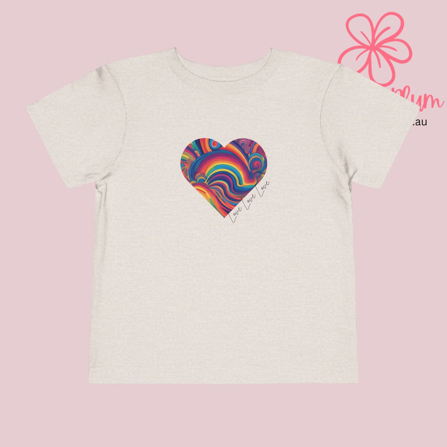 Toddler Love Love Love Heart Short Sleeve Tee