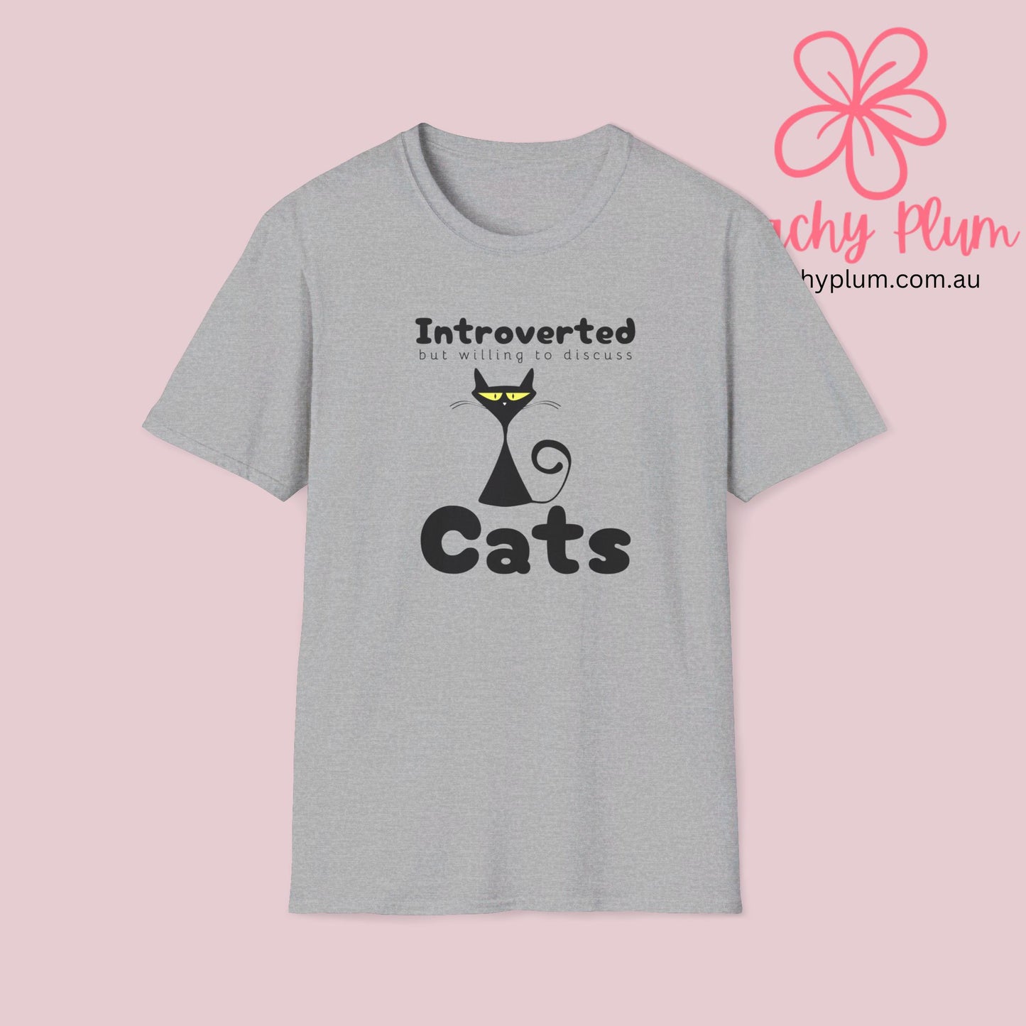 Introverted but willing to discuss cats, Unisex Softstyle T-Shirt