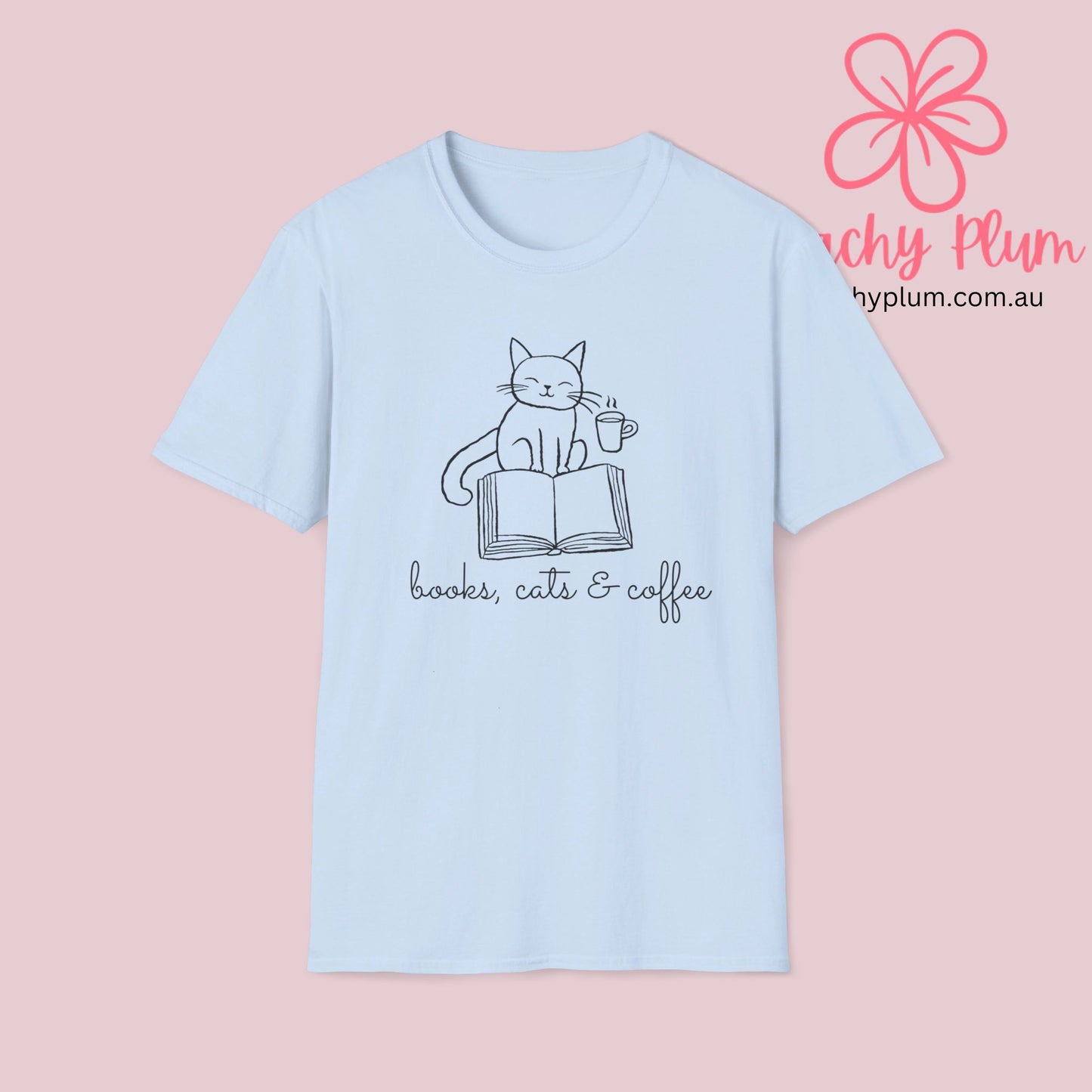 Books, cats and coffee, Unisex Softstyle T-Shirt,