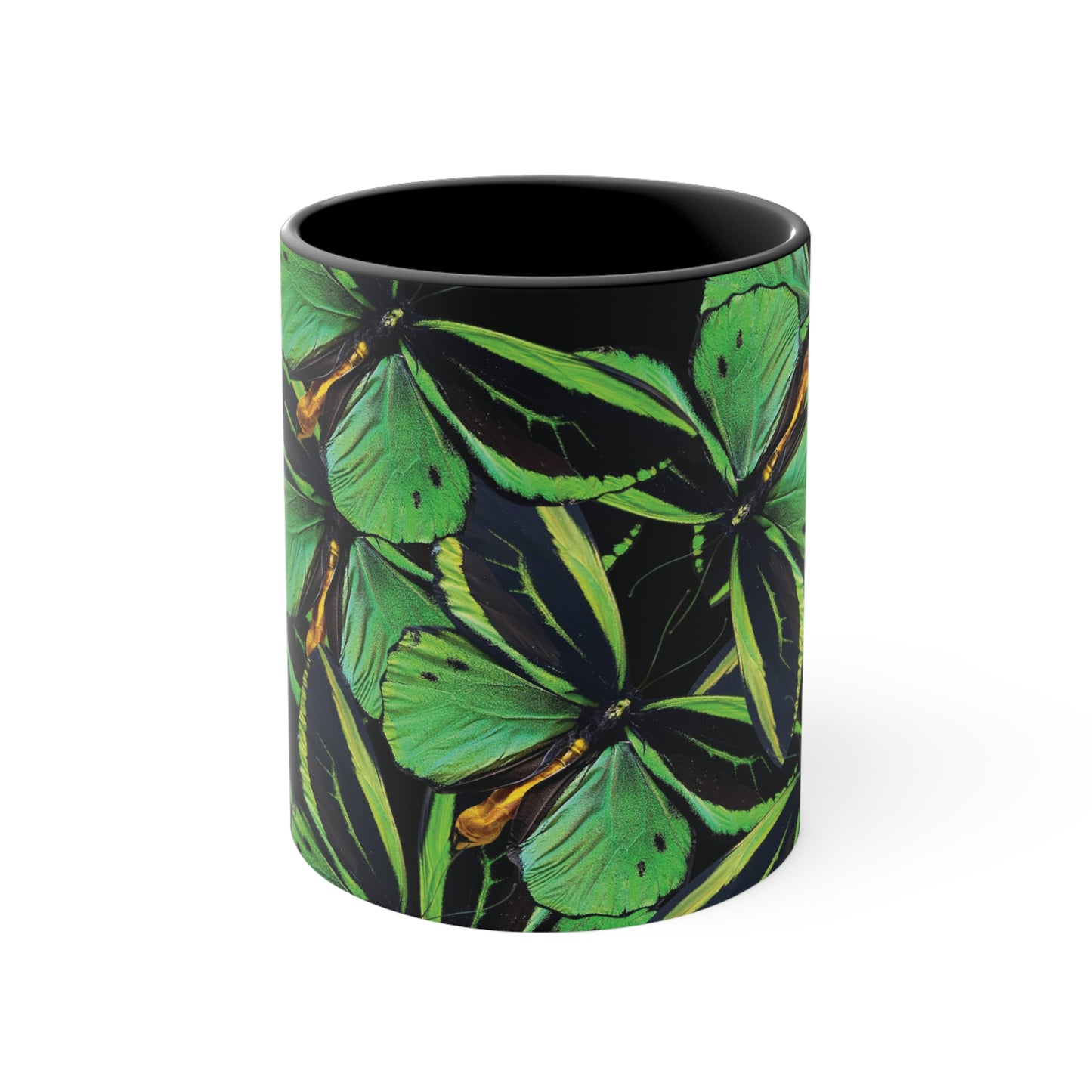 Green Butterfly Colorful Accent Mugs, 11oz