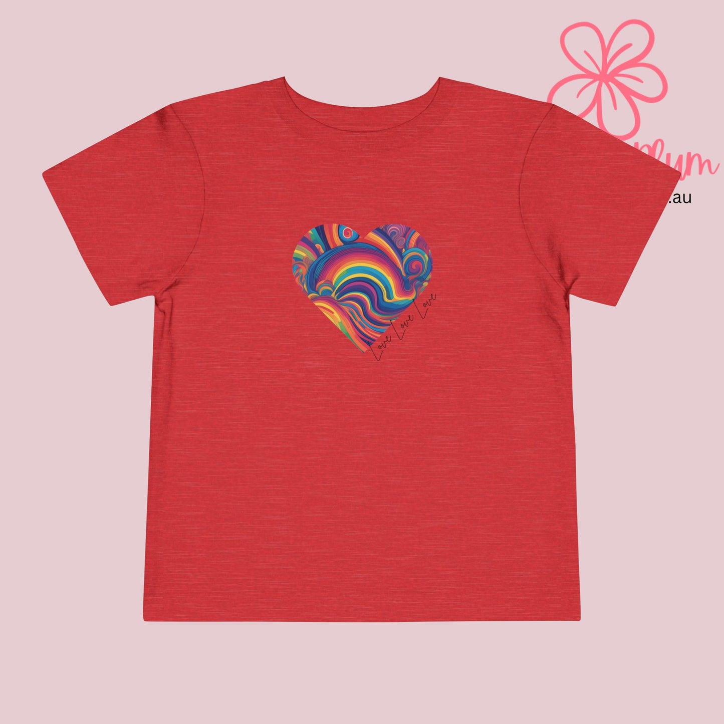 Toddler Love Love Love Heart Short Sleeve Tee