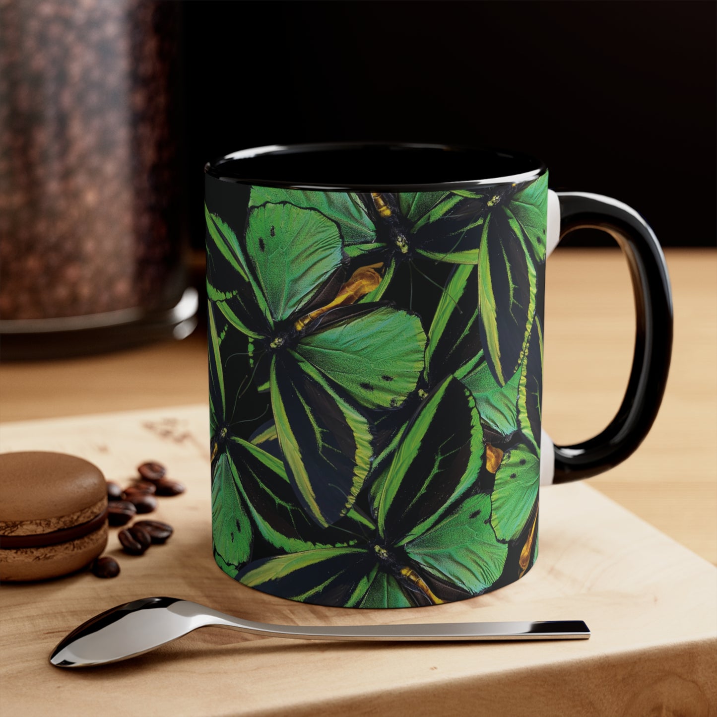 Green Butterfly Colorful Accent Mugs, 11oz