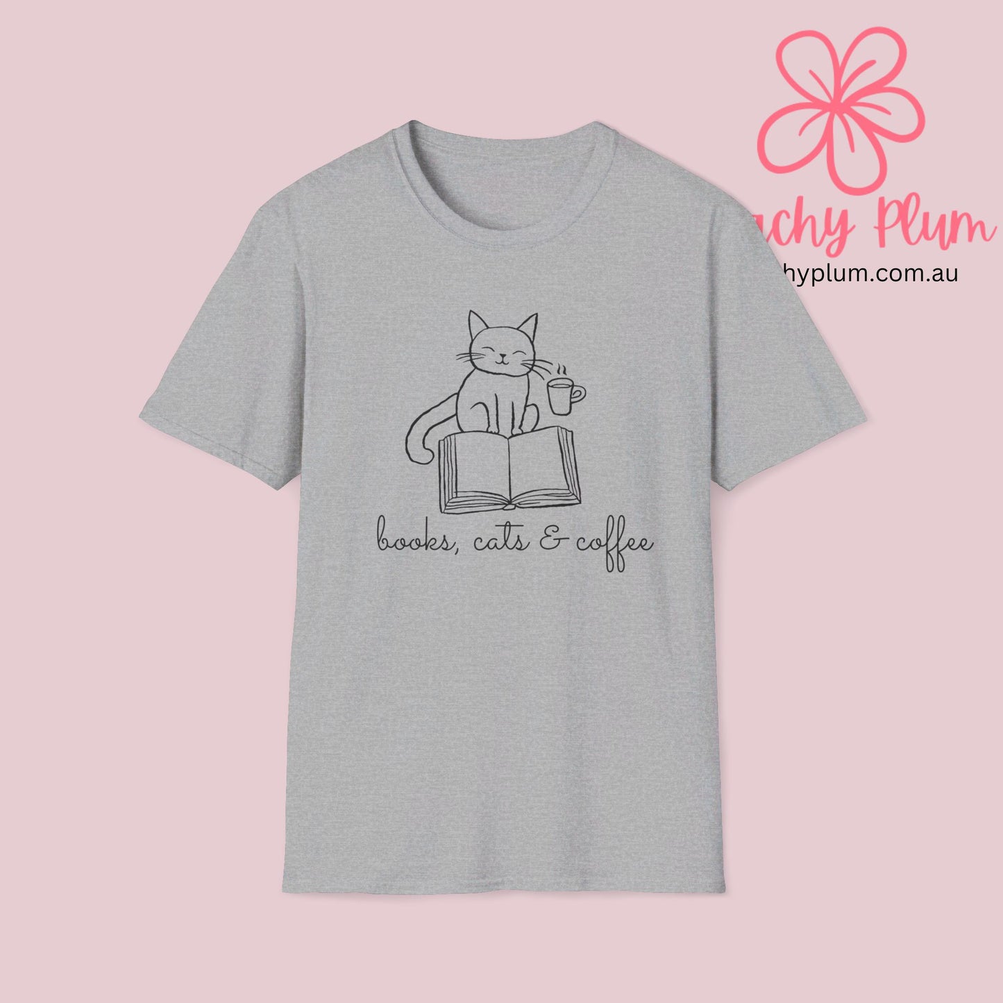 Books, cats and coffee, Unisex Softstyle T-Shirt,