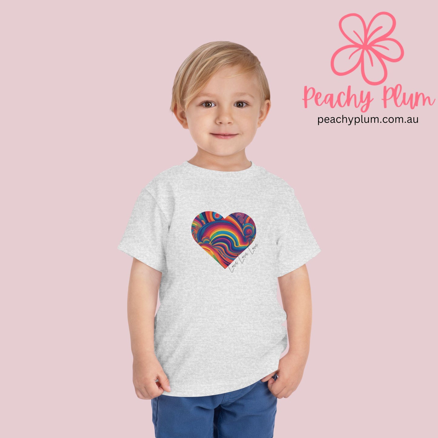 Toddler Love Love Love Heart Short Sleeve Tee