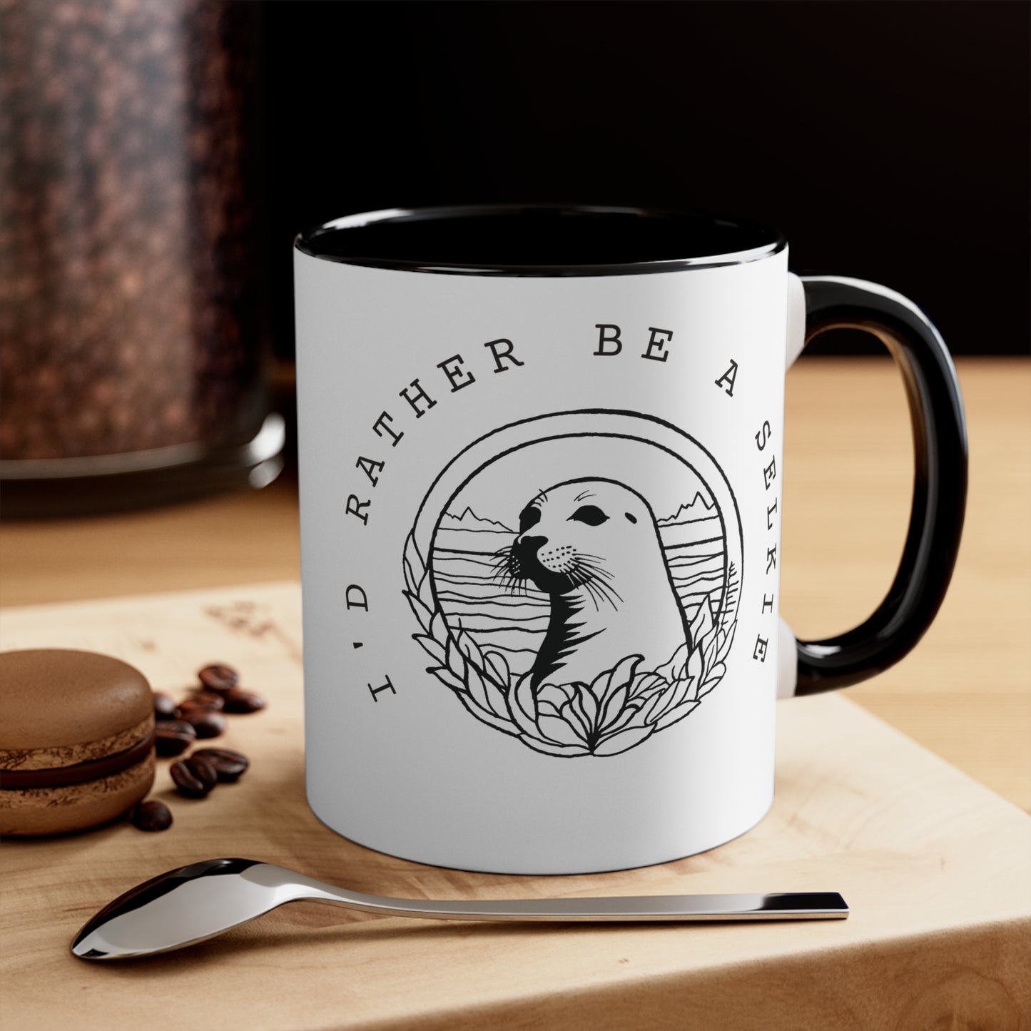 I'd rather be a Selkie Colorful Accent Mugs, 11oz. Gift for Selkie lovers. Gift for Seal lovers.