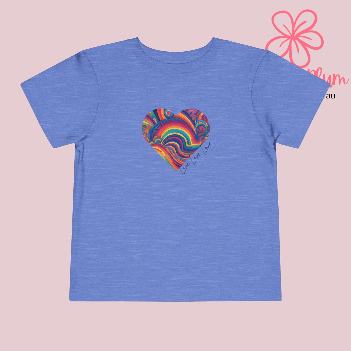 Toddler Love Love Love Heart Short Sleeve Tee