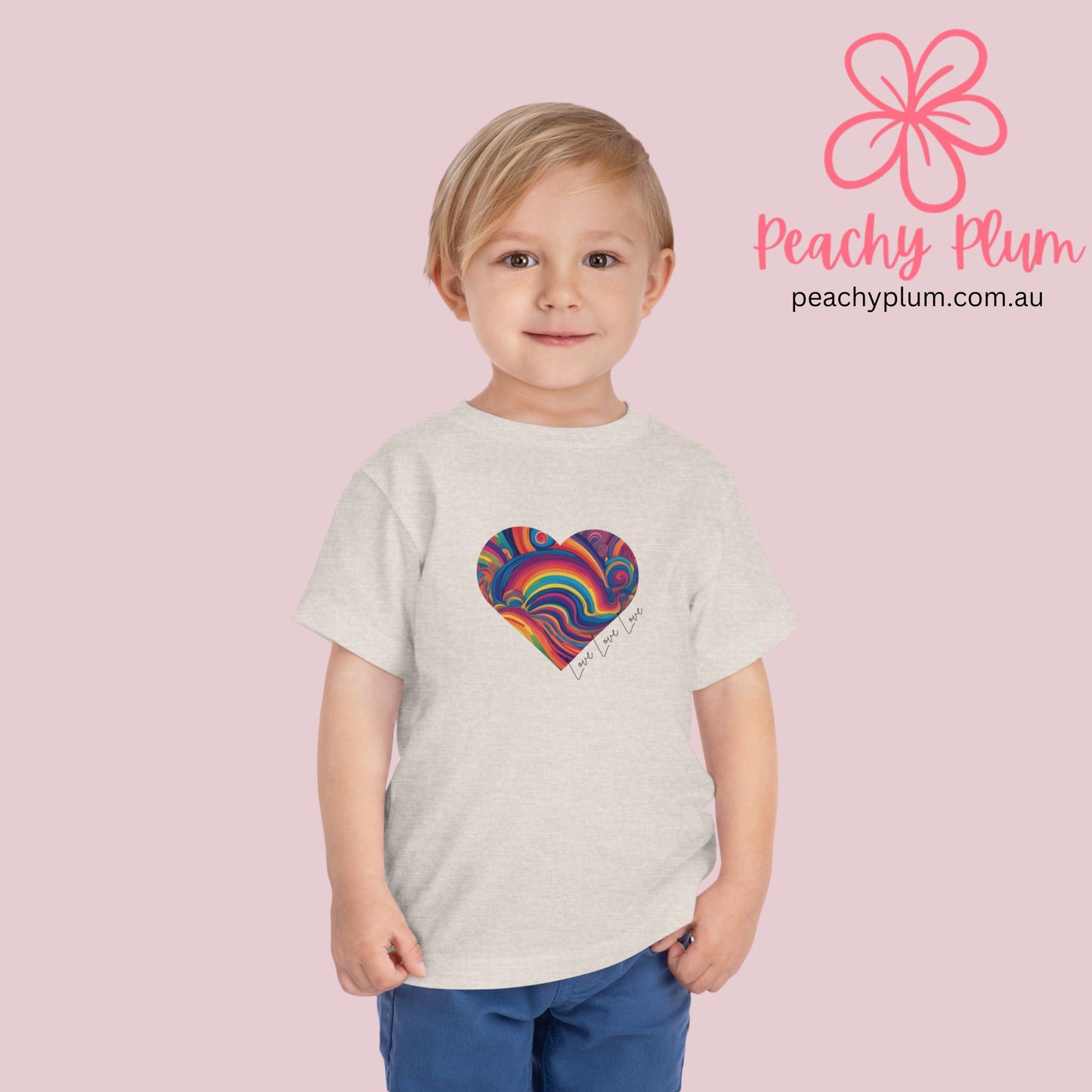 Toddler Love Love Love Heart Short Sleeve Tee