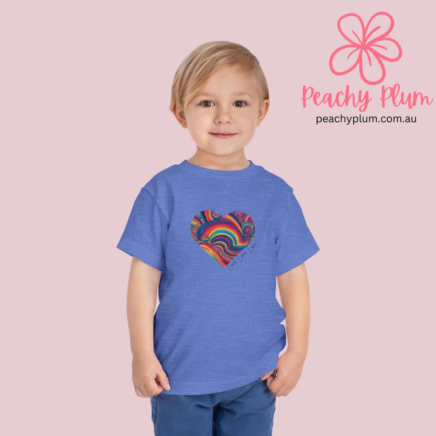 Toddler Love Love Love Heart Short Sleeve Tee