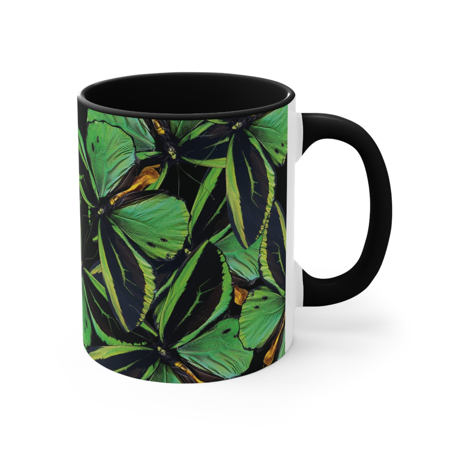 Green Butterfly Colorful Accent Mugs, 11oz