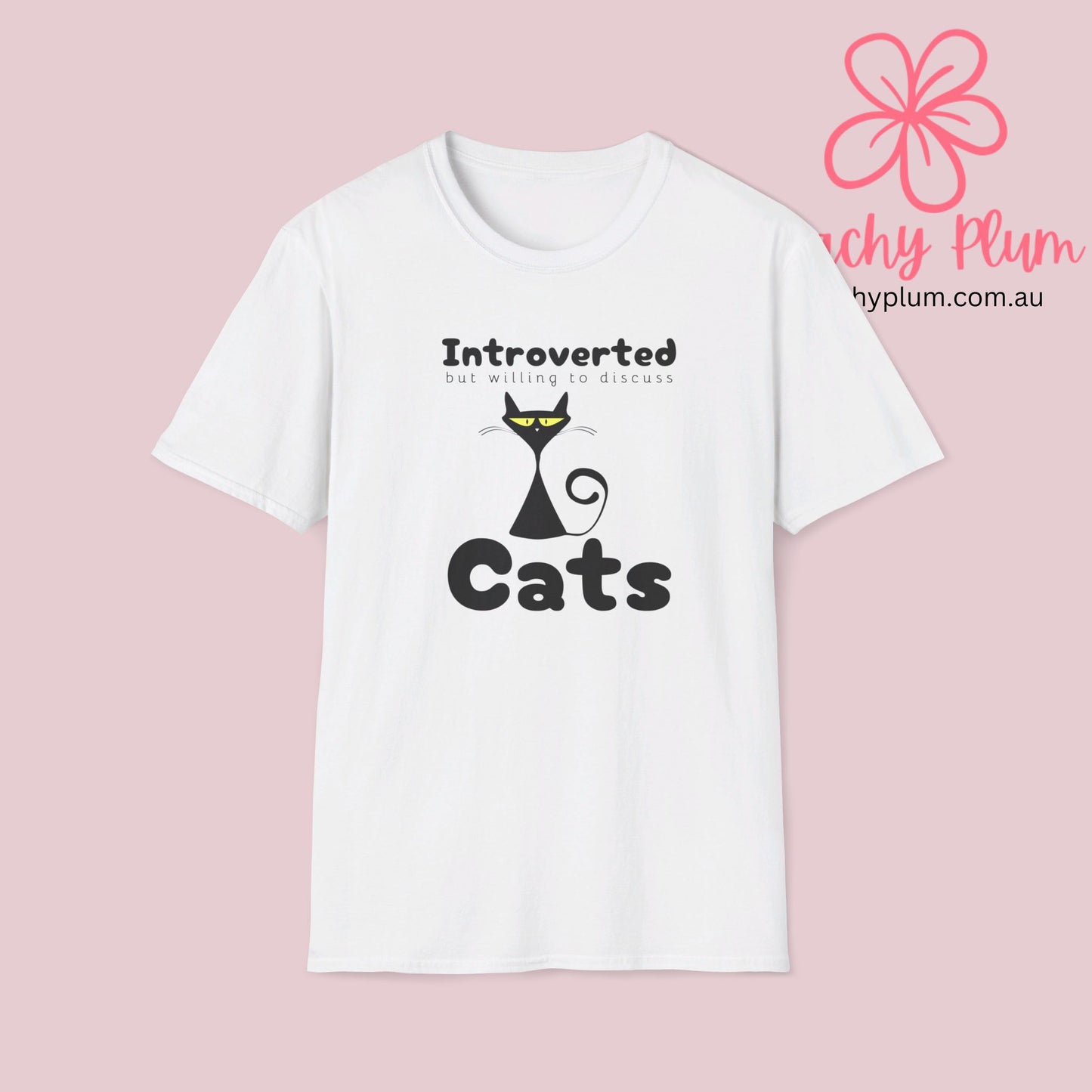 Introverted but willing to discuss cats, Unisex Softstyle T-Shirt