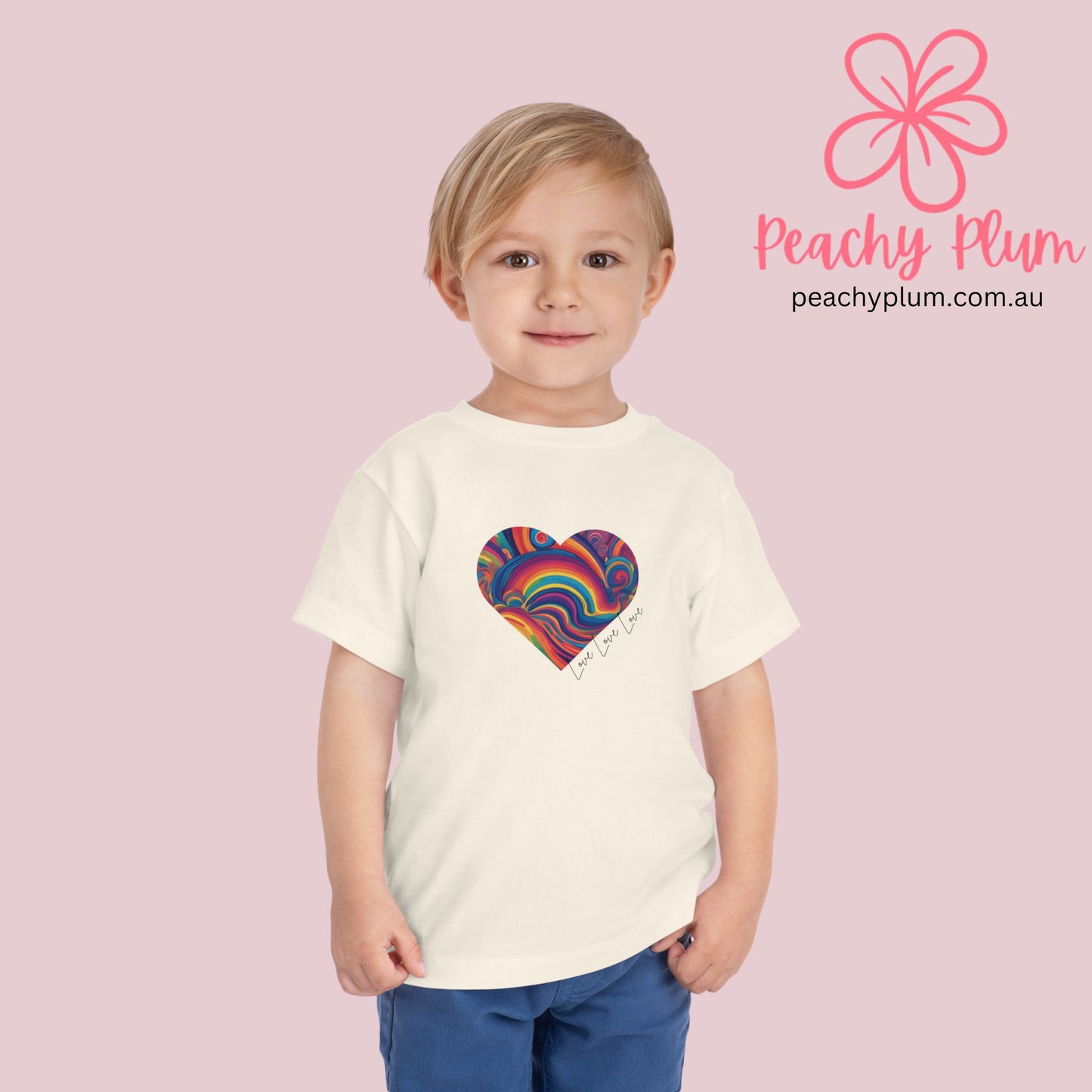 Toddler Love Love Love Heart Short Sleeve Tee