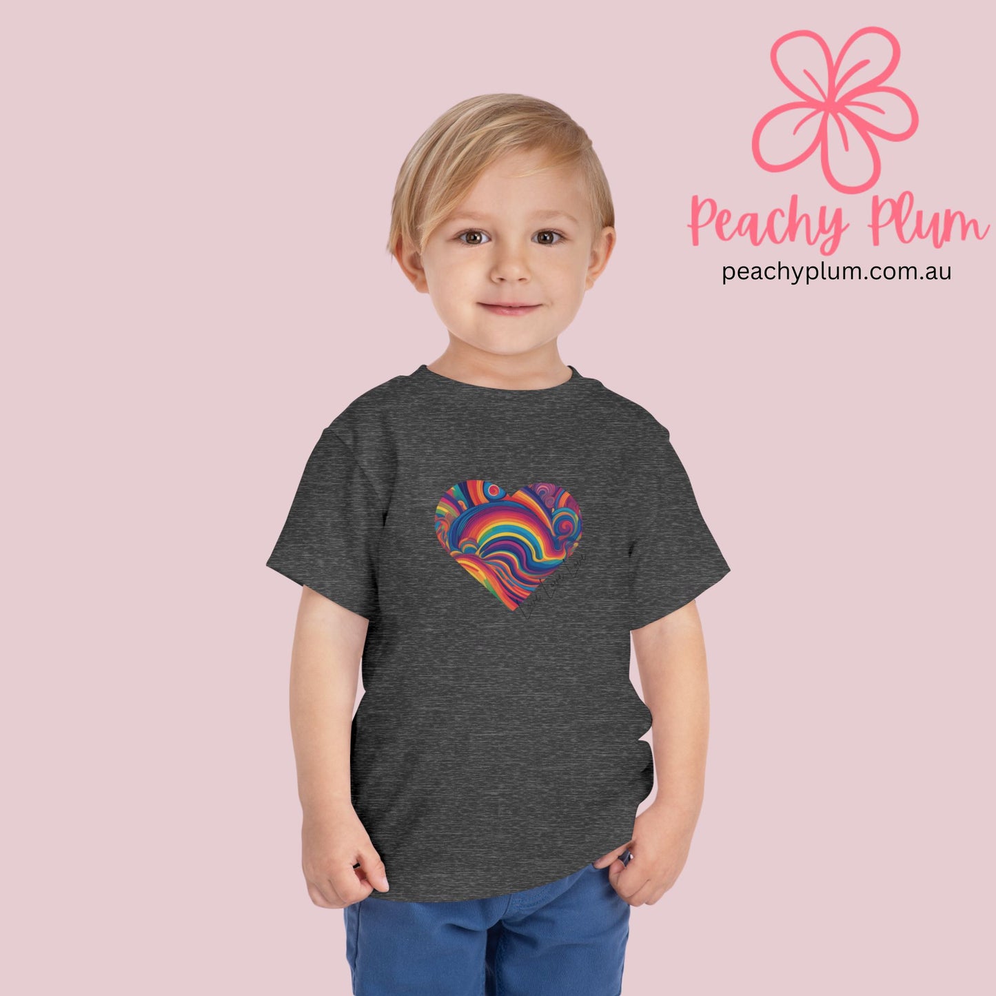 Toddler Love Love Love Heart Short Sleeve Tee