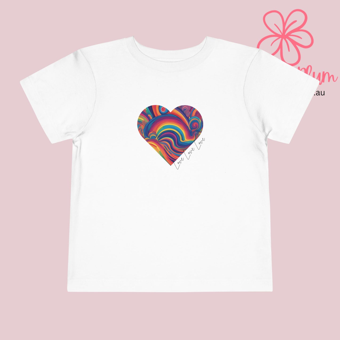 Toddler Love Love Love Heart Short Sleeve Tee