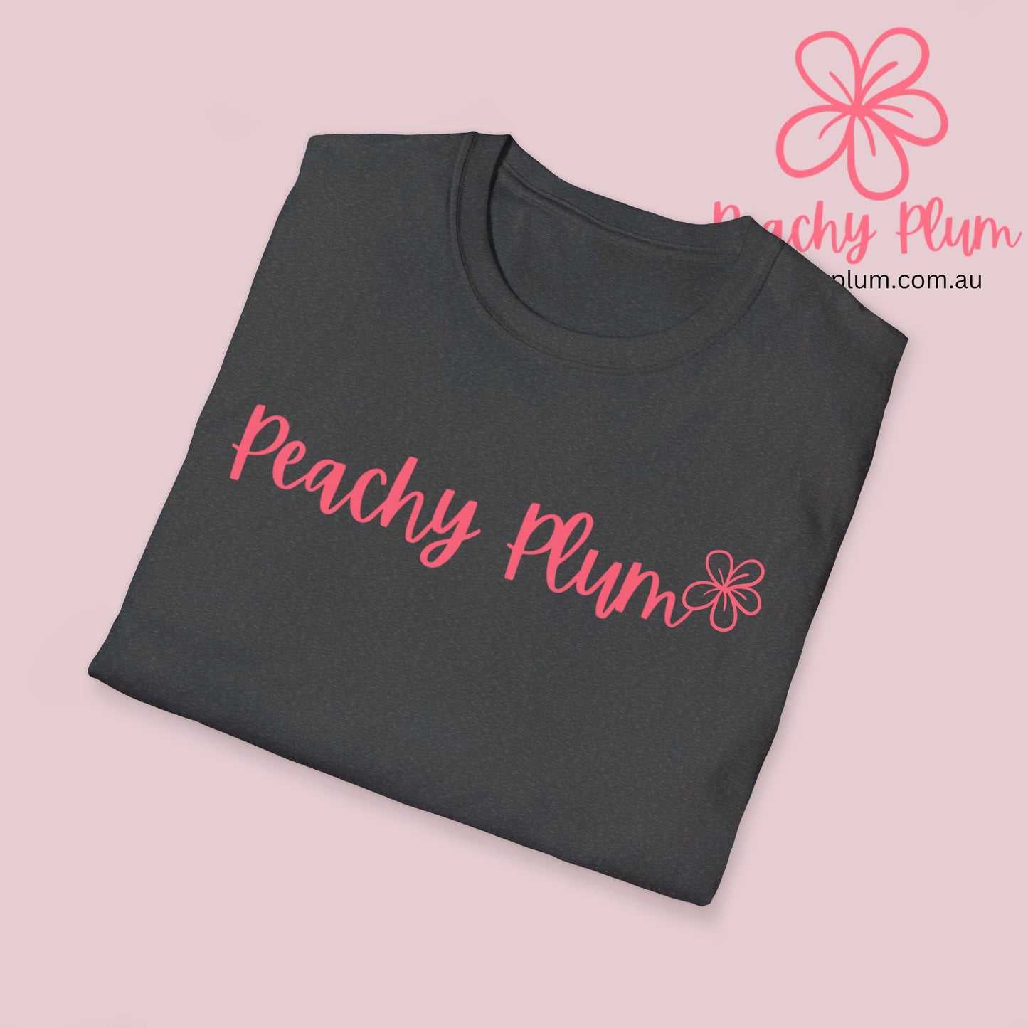 Peachy Plum Unisex Softstyle T-Shirt.