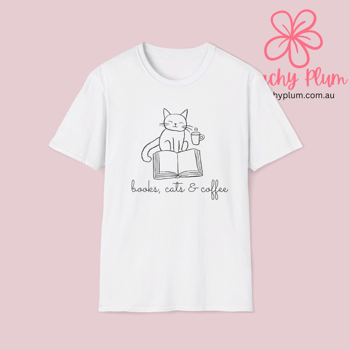 Books, cats and coffee, Unisex Softstyle T-Shirt,