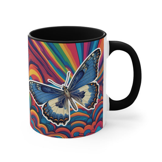 Psychedelic Butterfly Colorful Accent Mugs, 11oz