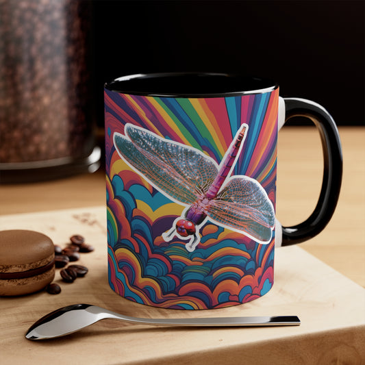 Psychedelic Dragonfly Colorful Accent Mugs, 11oz1