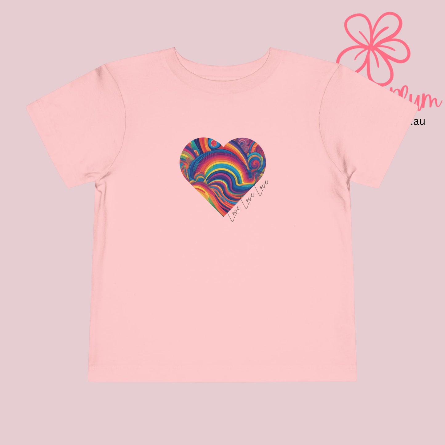 Toddler Love Love Love Heart Short Sleeve Tee