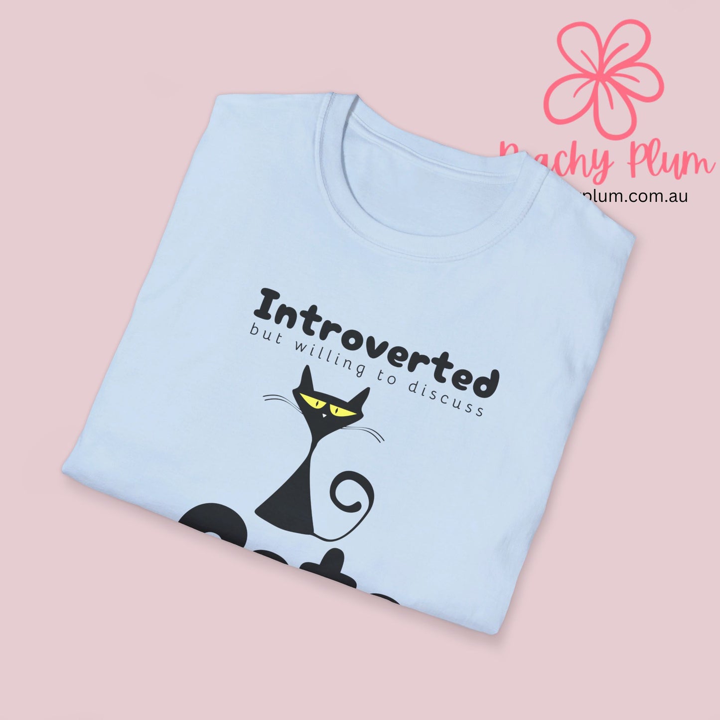 Introverted but willing to discuss cats, Unisex Softstyle T-Shirt