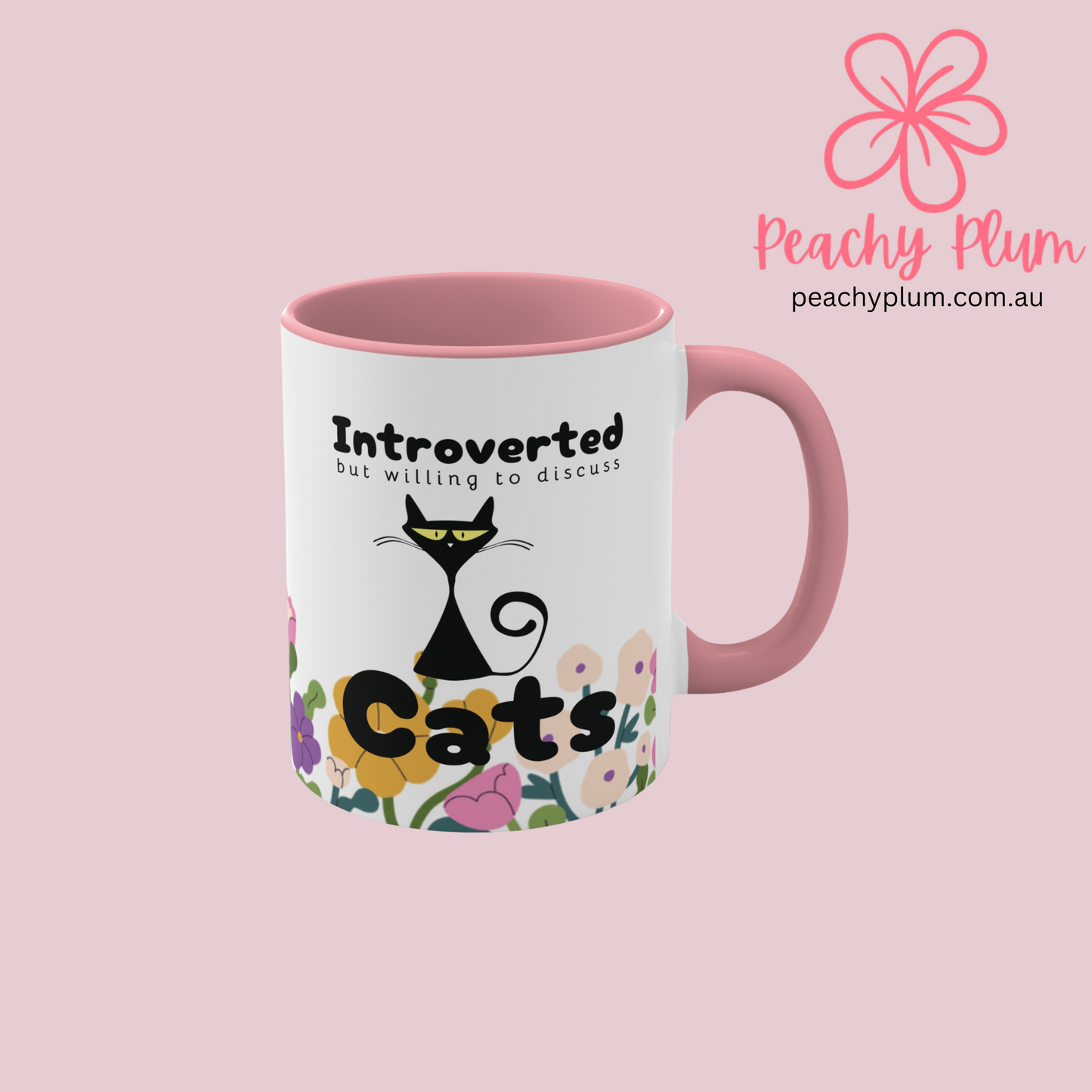 Introverted but willing to discuss cats Colorful Mugs, 11oz