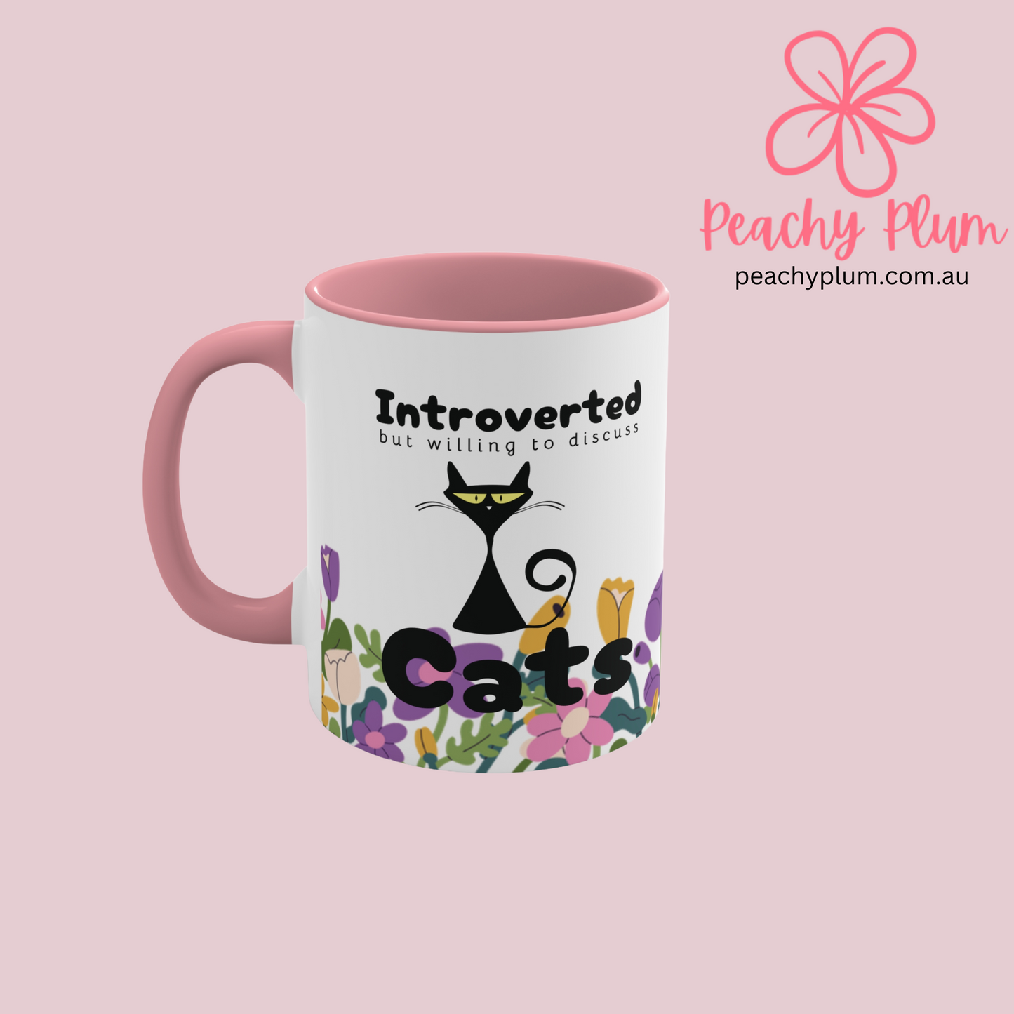 Introverted but willing to discuss cats Colorful Mugs, 11oz